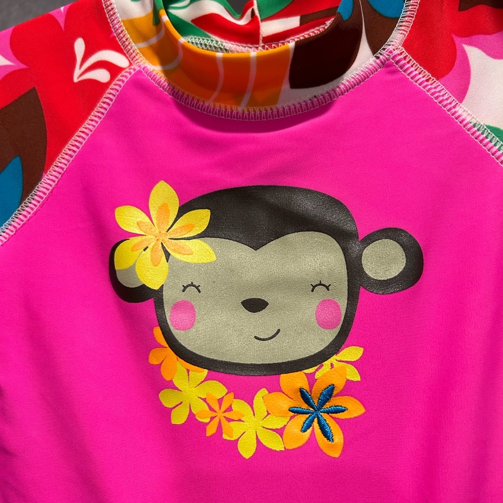 Carter’s Pink Hawaiian Monkey Rash Guard - Picture 2 of 7